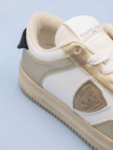 Eco Sneakers Philippe Model Lyon Recycle Mixage Bianco e Oro