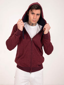 Felpa H953 con Zip in Cotone Rossa