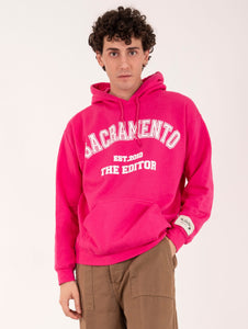 Felpa The Editor con Cappuccio in Cotone Fucsia