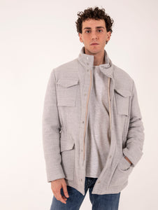 Field Jacket Eleventy Milano in Lana Grigio Chiaro