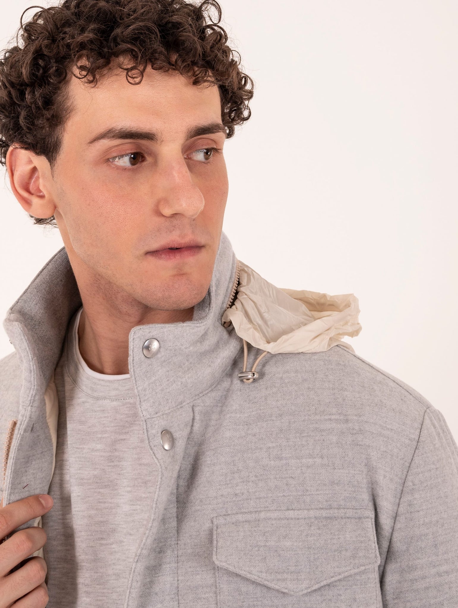 Field Jacket Eleventy Milano in Lana Grigio Chiaro