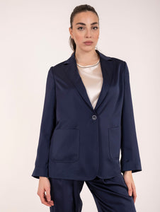 Giacca Camicia Eleventy Milano Satin Blu