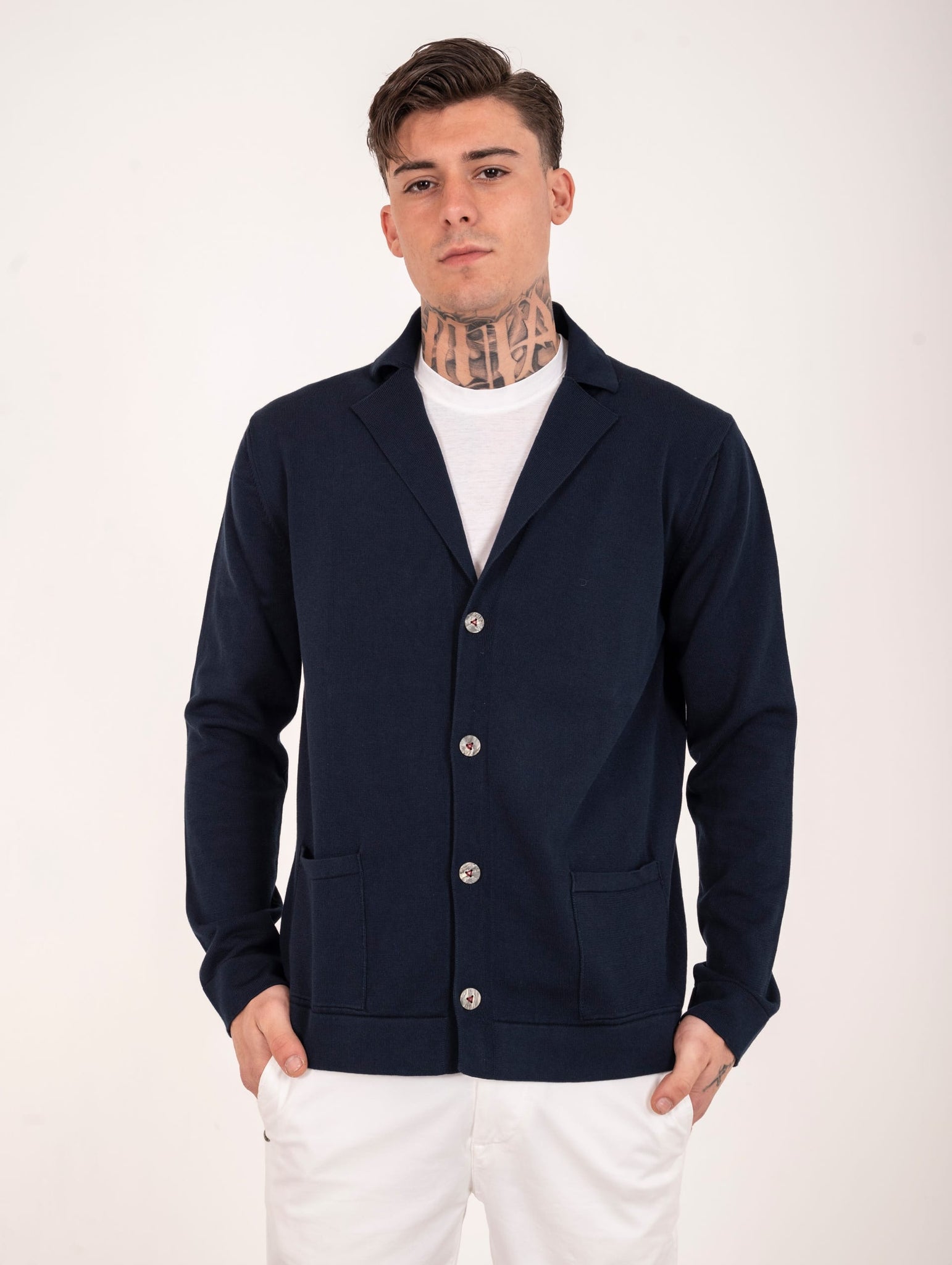 Giacca H953 in Maglia di Cotone Navy