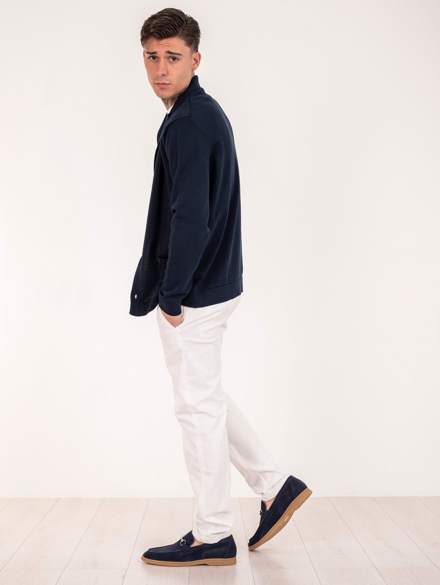 Giacca H953 in Maglia di Cotone Navy