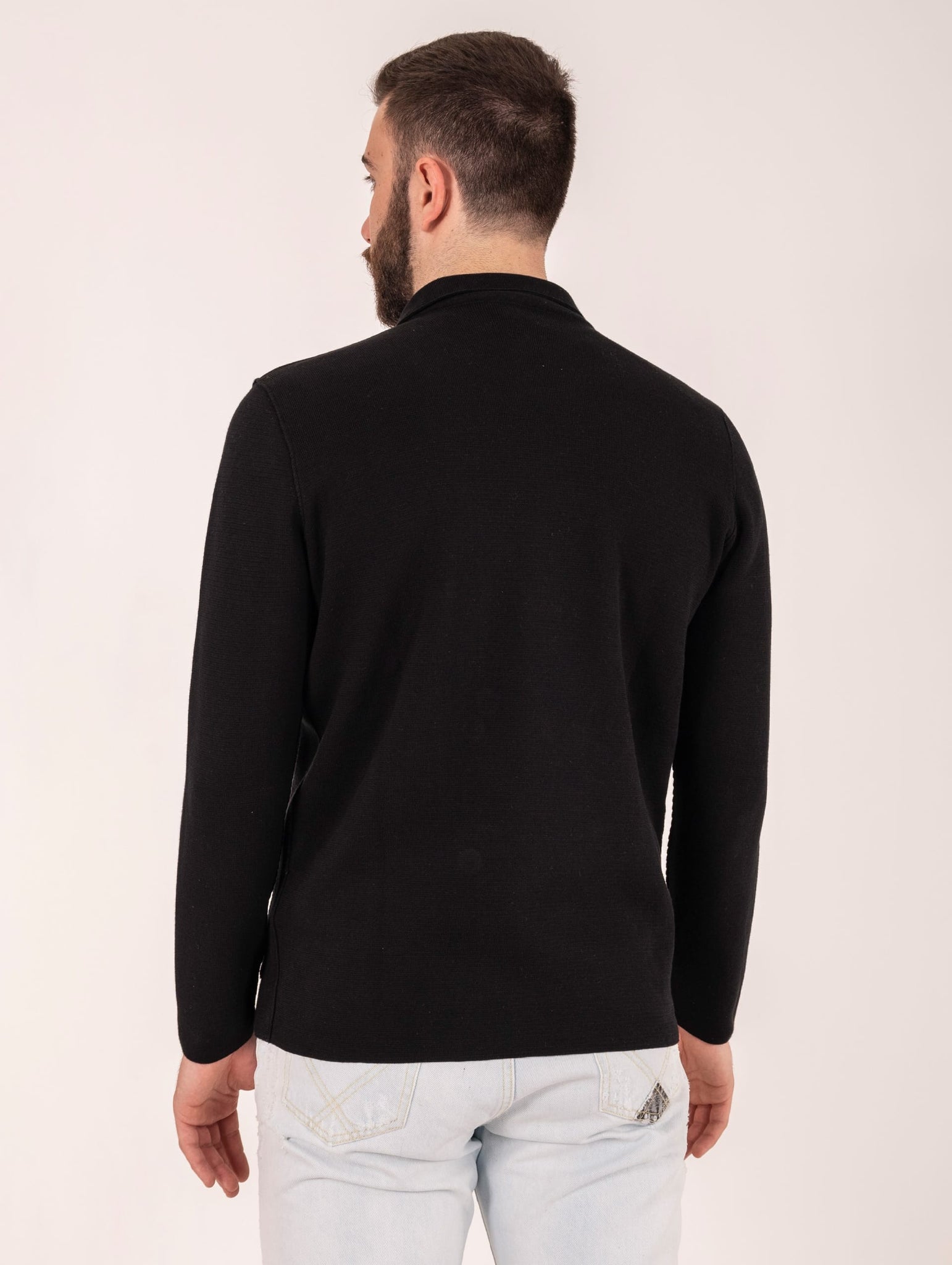 Giacca H953 in Maglia di Cotone Nero