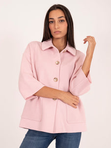 Giacca in Maglia Anneclaire in Lana Vergine e Cashmere Rosa