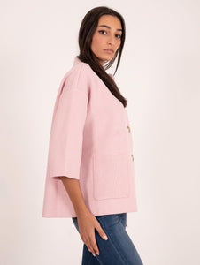 Giacca in Maglia Anneclaire in Lana Vergine e Cashmere Rosa