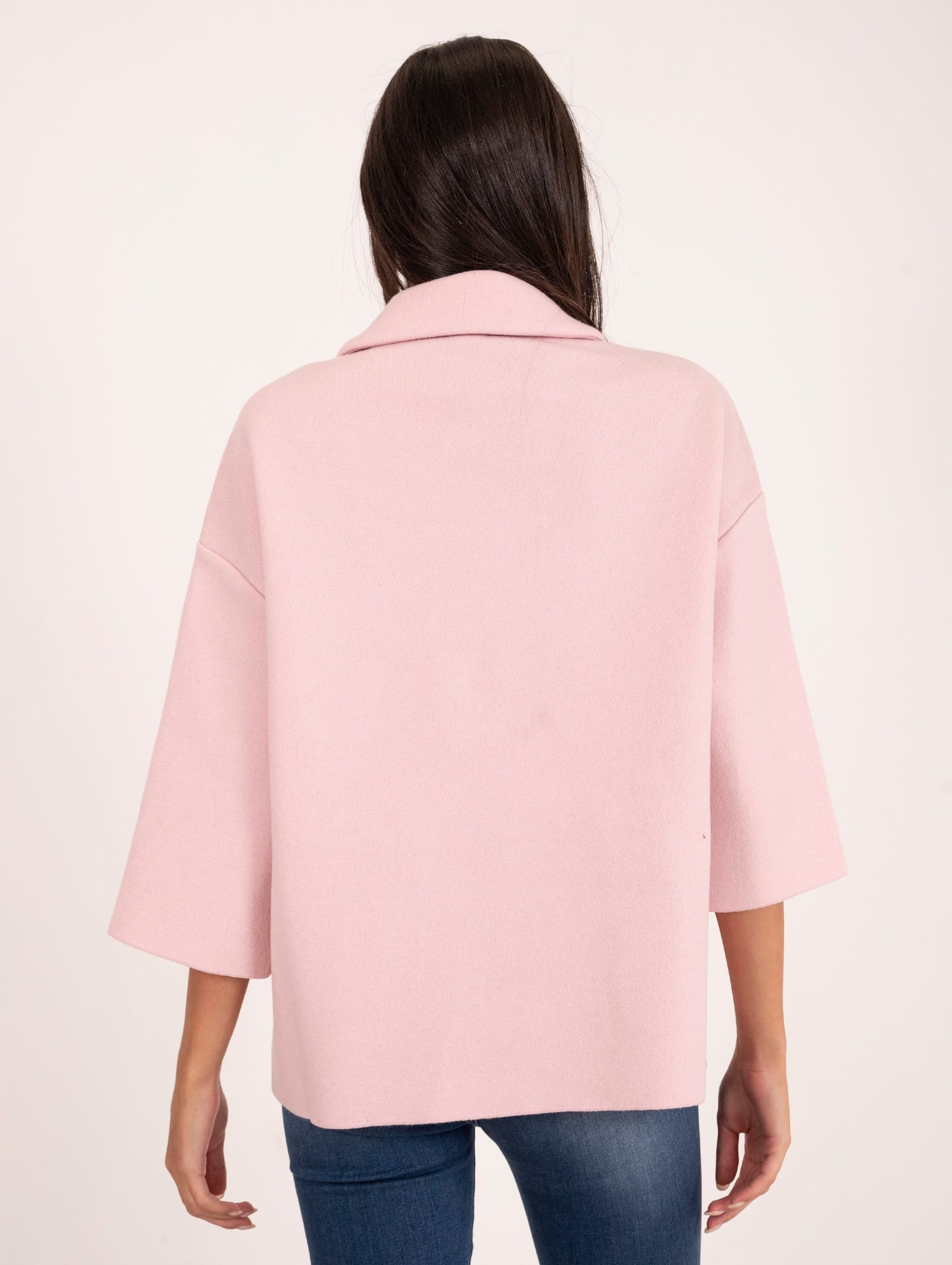 Giacca in Maglia Anneclaire in Lana Vergine e Cashmere Rosa