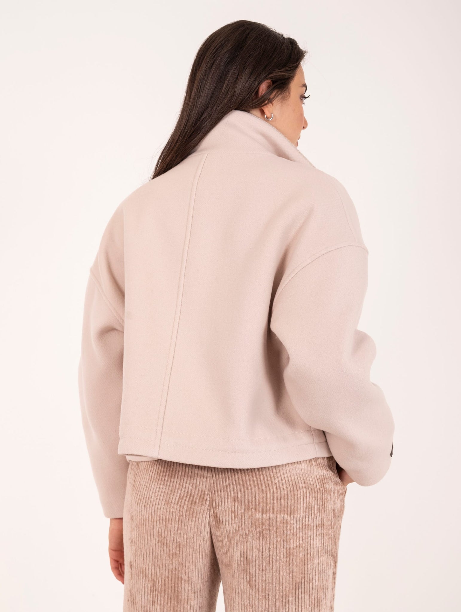 Giaccone Crop Peserico in Panno di Lana Vergine e Cashmere Rosa