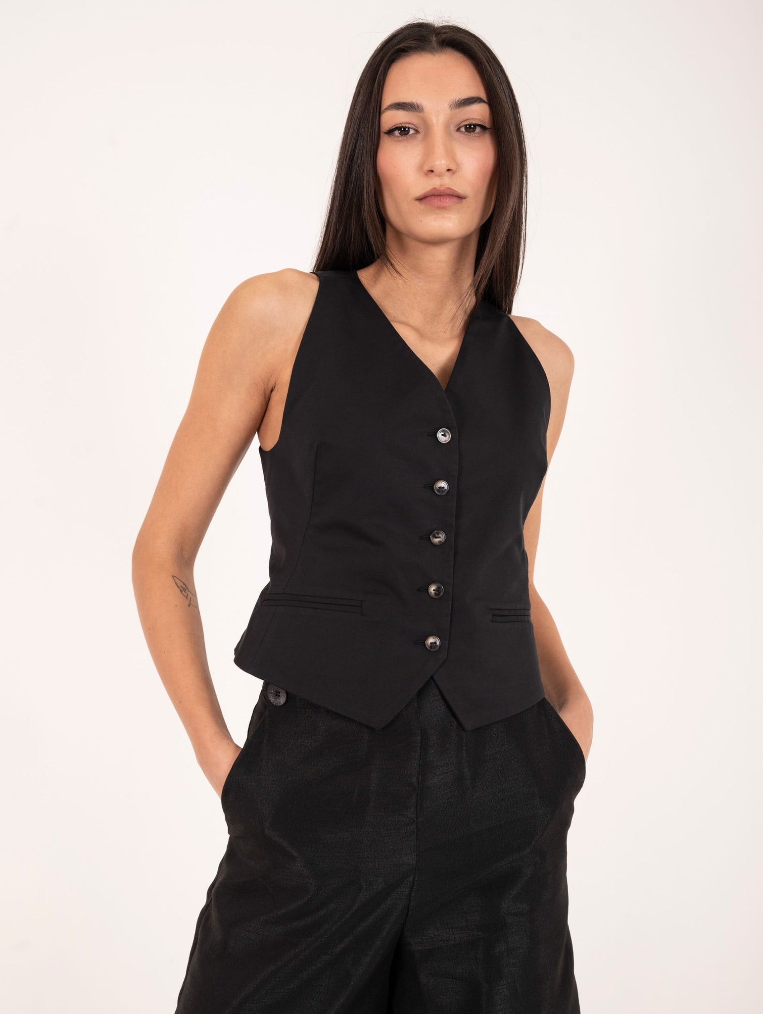 Gilet Alessia Santi in Cotone Nero