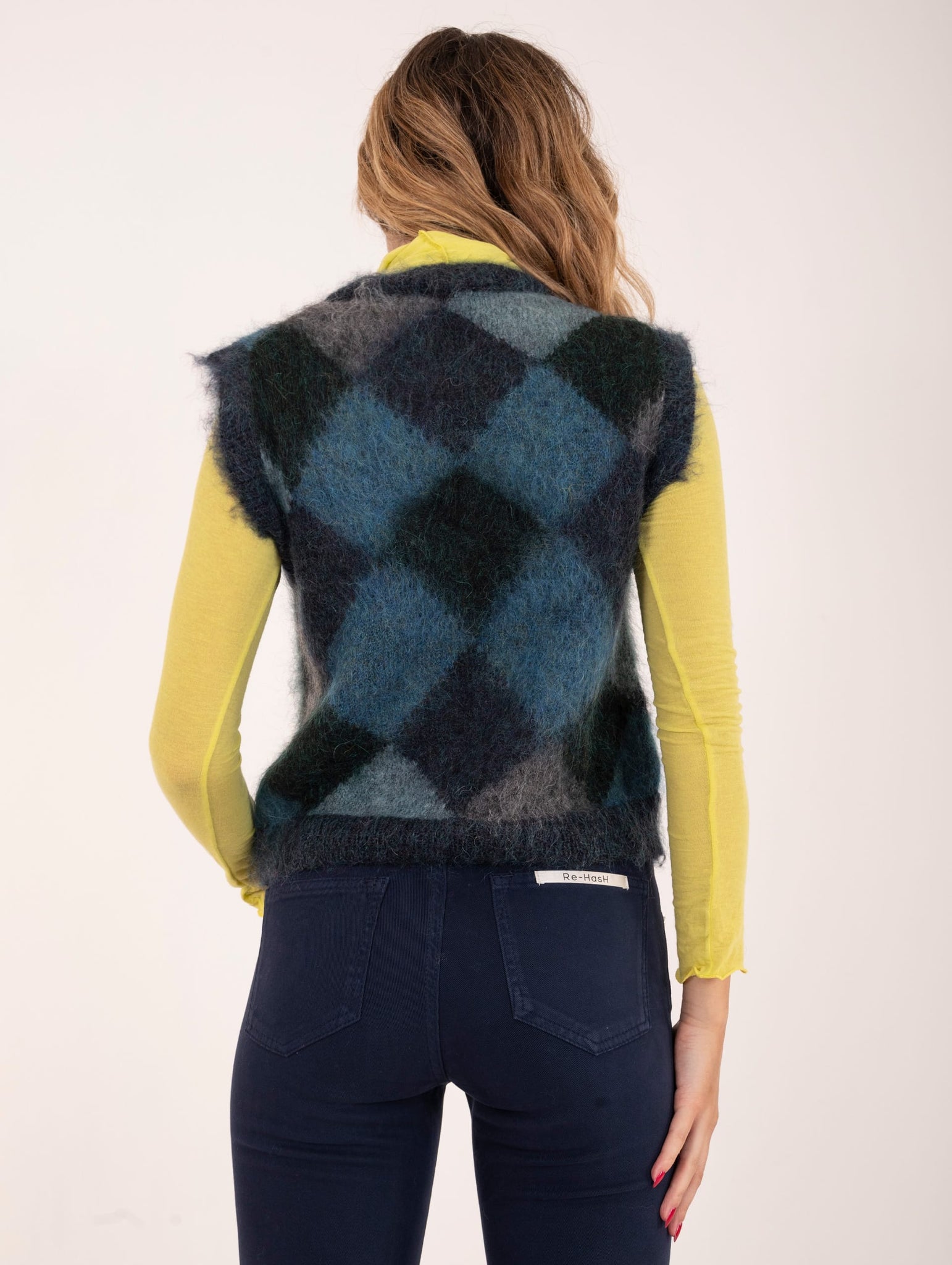 Gilet Alpha Studio in Lana Mohair Blu