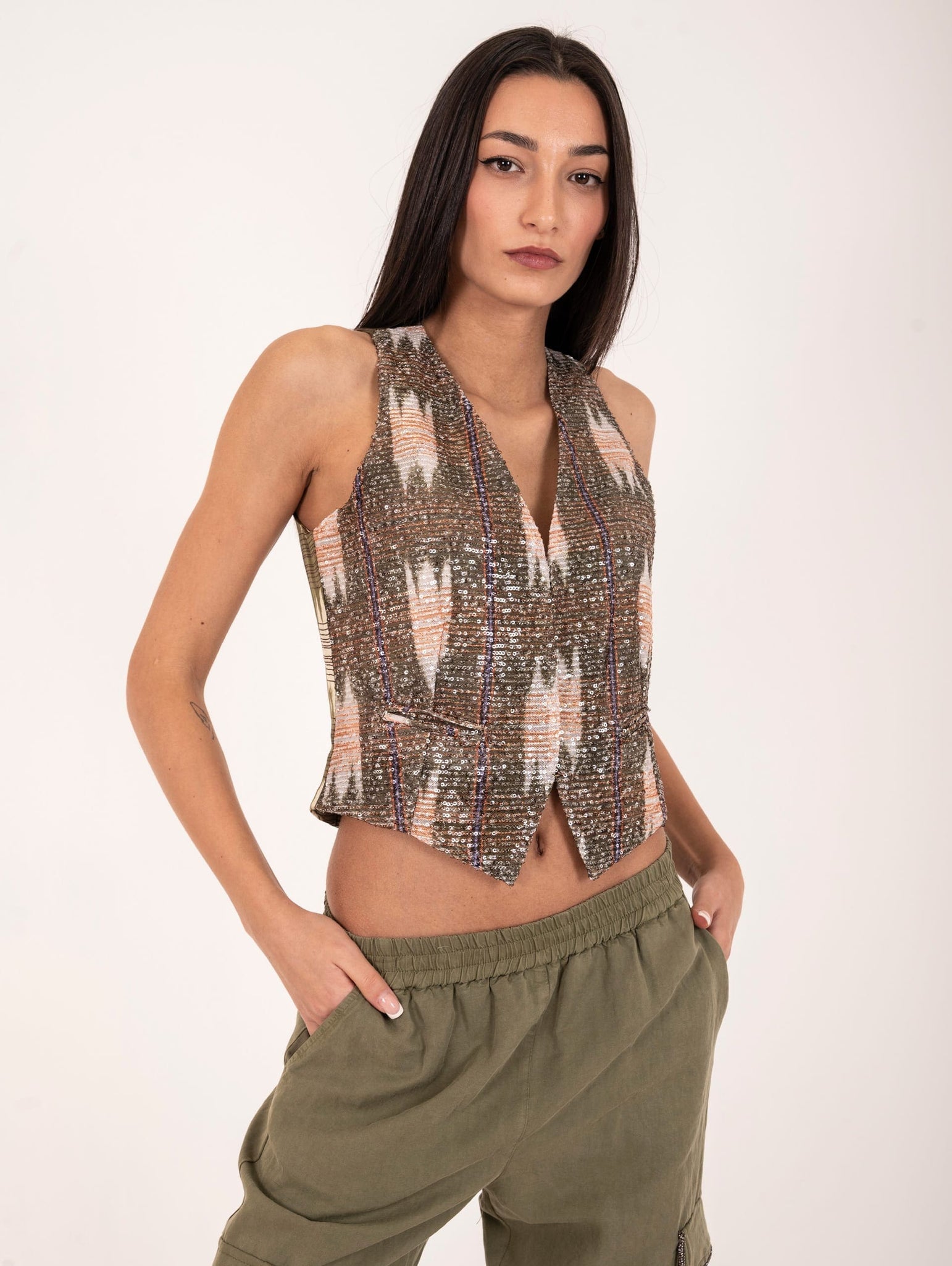 Gilet con Paillettes Bazar Deluxe Azteco Verde