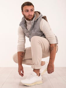 Gilet Eeleventy Milano Platinum con Cappuccio in Lana e Cashmere Grigio