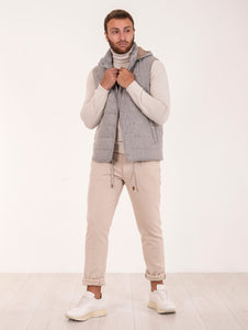 Gilet Eeleventy Milano Platinum con Cappuccio in Lana e Cashmere Grigio