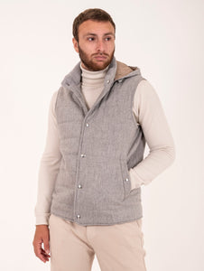 Gilet Eeleventy Milano Platinum con Cappuccio in Lana e Cashmere Grigio