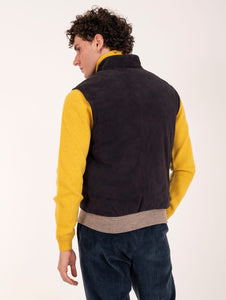 Gilet Gallotti in Camoscio Antigoccia Blu Notte