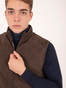 Gilet Gallotti in Camoscio Antigoccia Testa di Moro