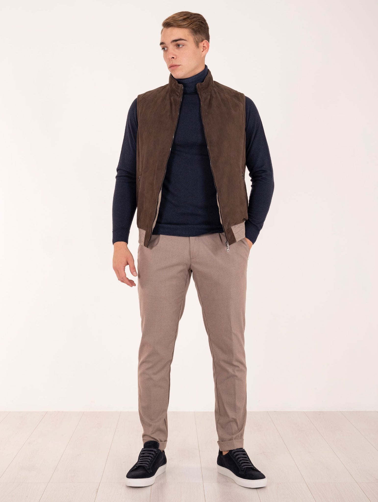 Gilet Gallotti in Camoscio Antigoccia Testa di Moro