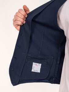 Gilet Monopetto L.B.M. 1911 in Cotone e Lino Blu