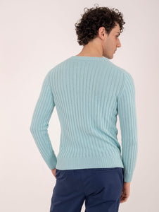 Girocollo H953 Scarto D'Ago in Cotone Azzurro