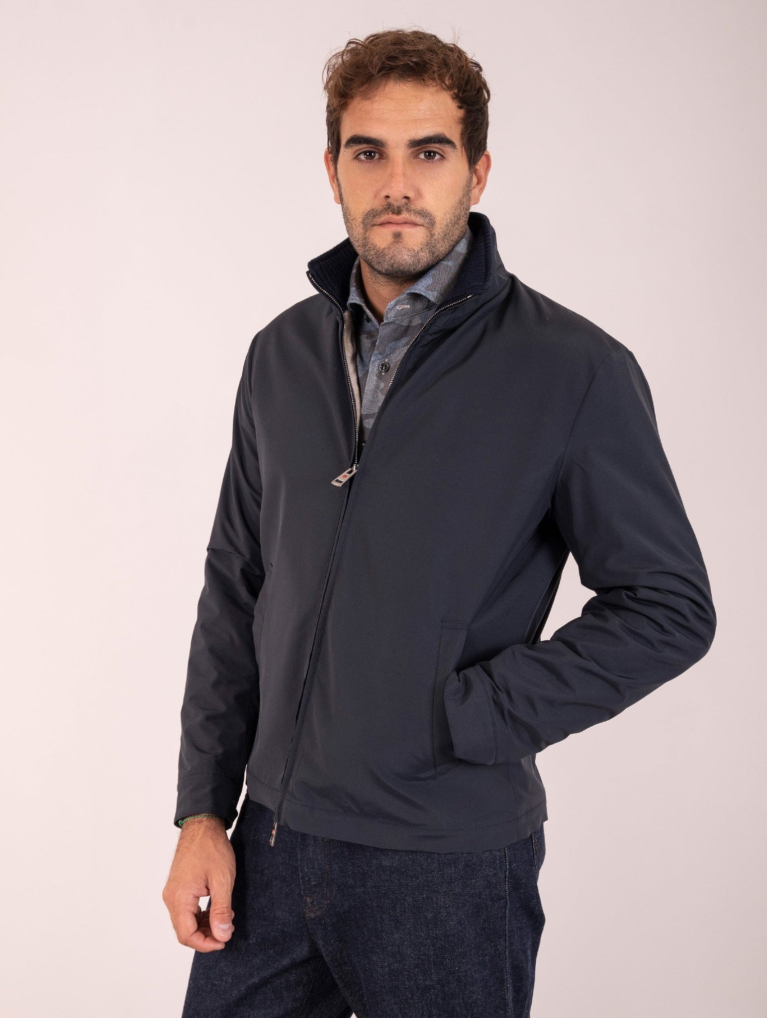 Giubbino Kired Foderato in Cashmere Blu/Beige