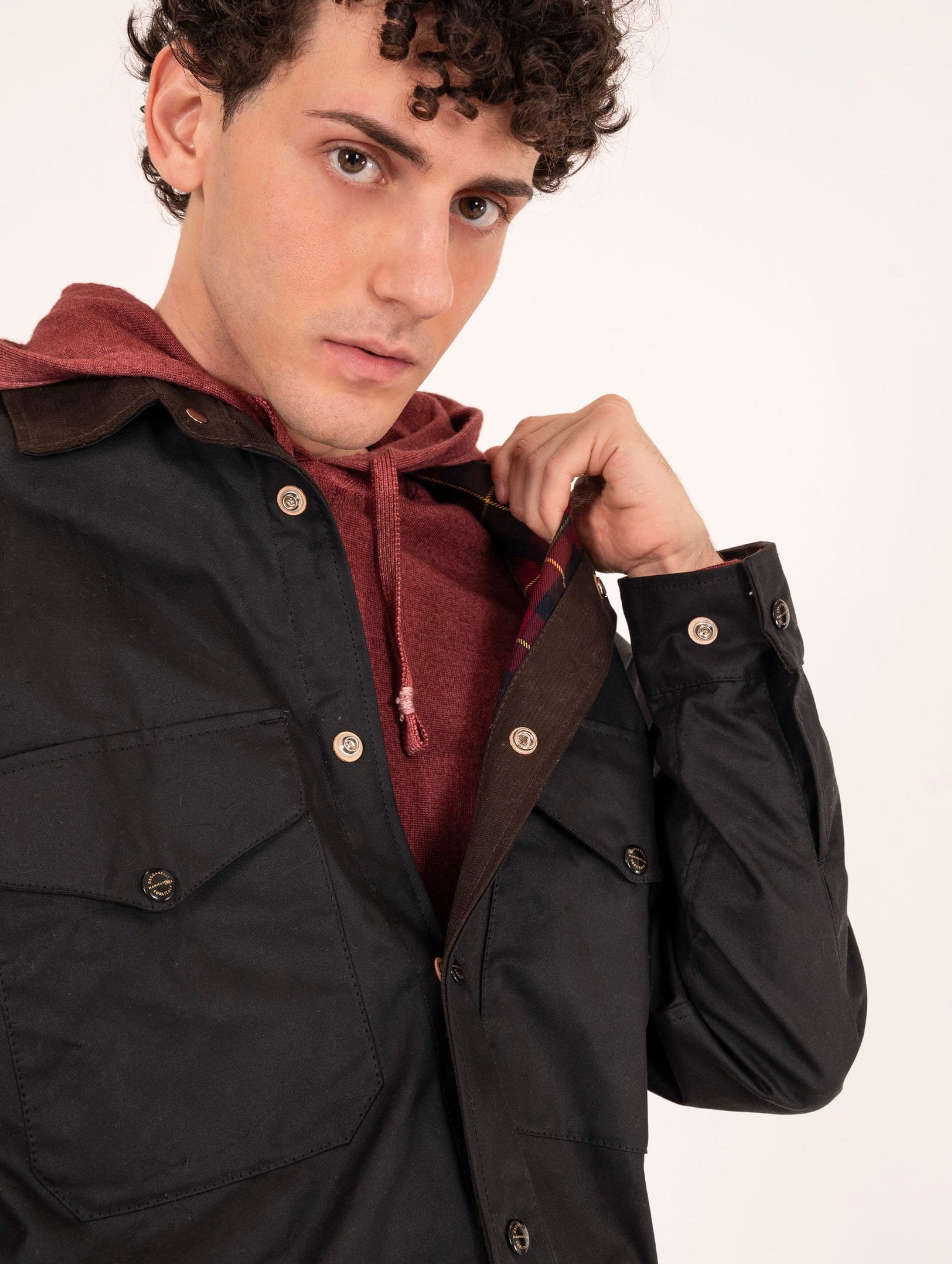 Heavy Shirt Manifattura Ceccarelli in Cotone Paraffinato Nero