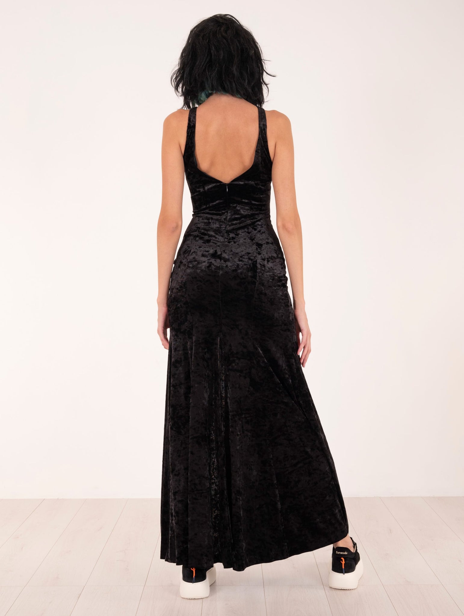 Long Dress Zoe Aniye By in Velour Nero