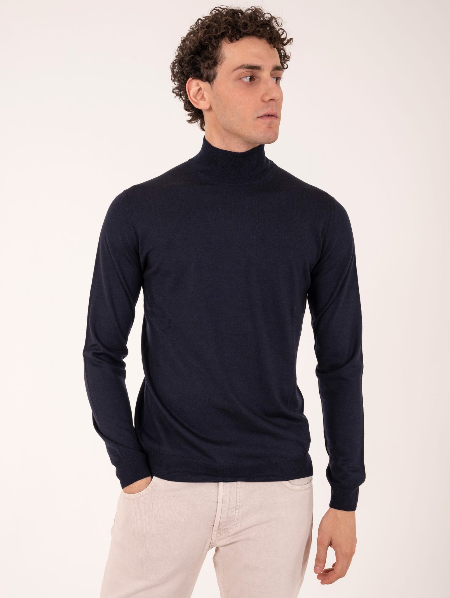 Lupetto Zanieri in Lana Cashmere Extrafine Blu