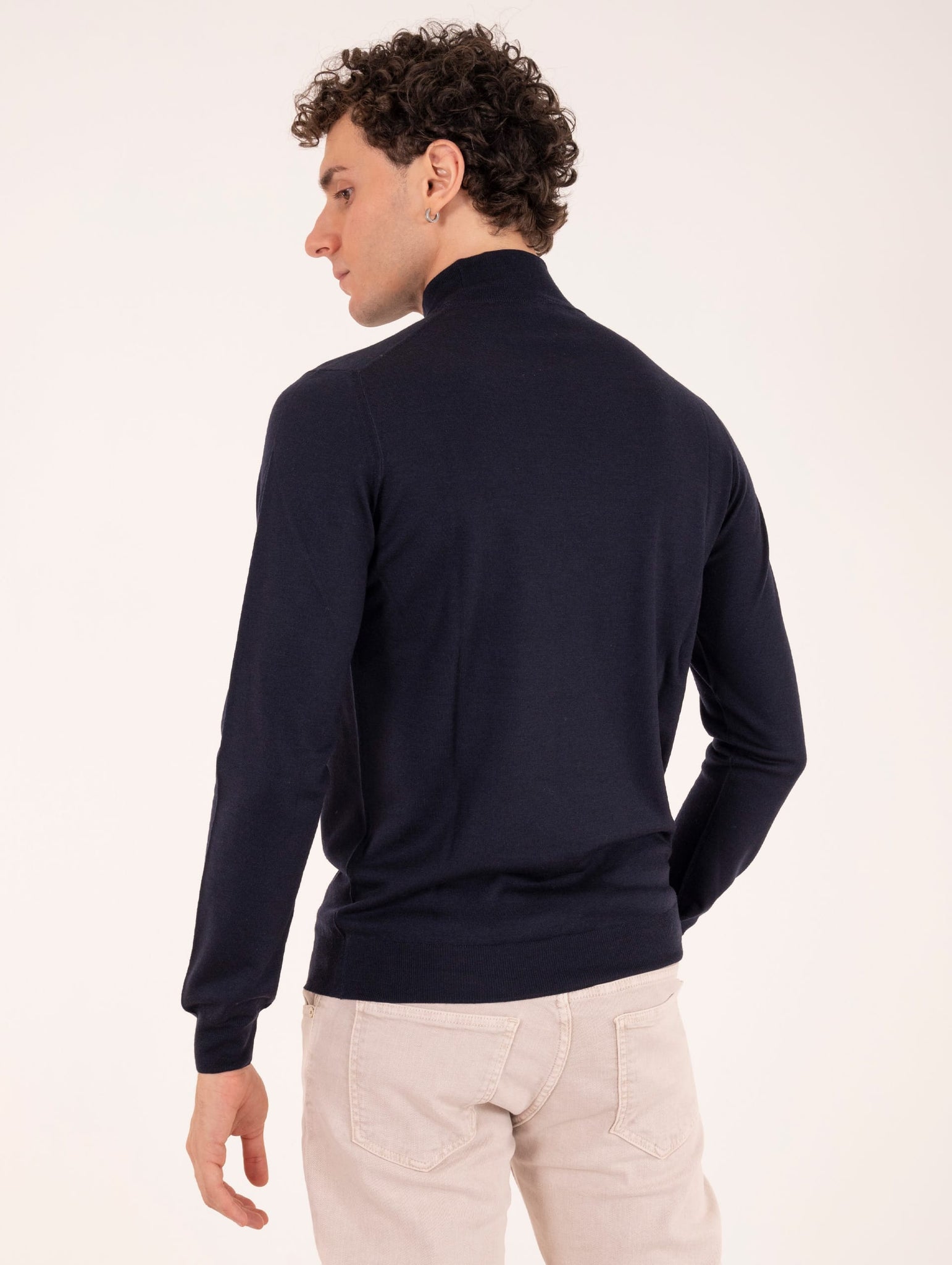 Lupetto Zanieri in Lana Cashmere Extrafine Blu