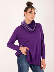 Maglia Abtares William Duff in Lana Merinos e Velluto Viola