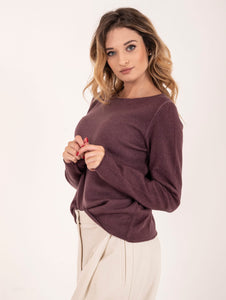 Maglia Base in Lana e Cashmere Malva