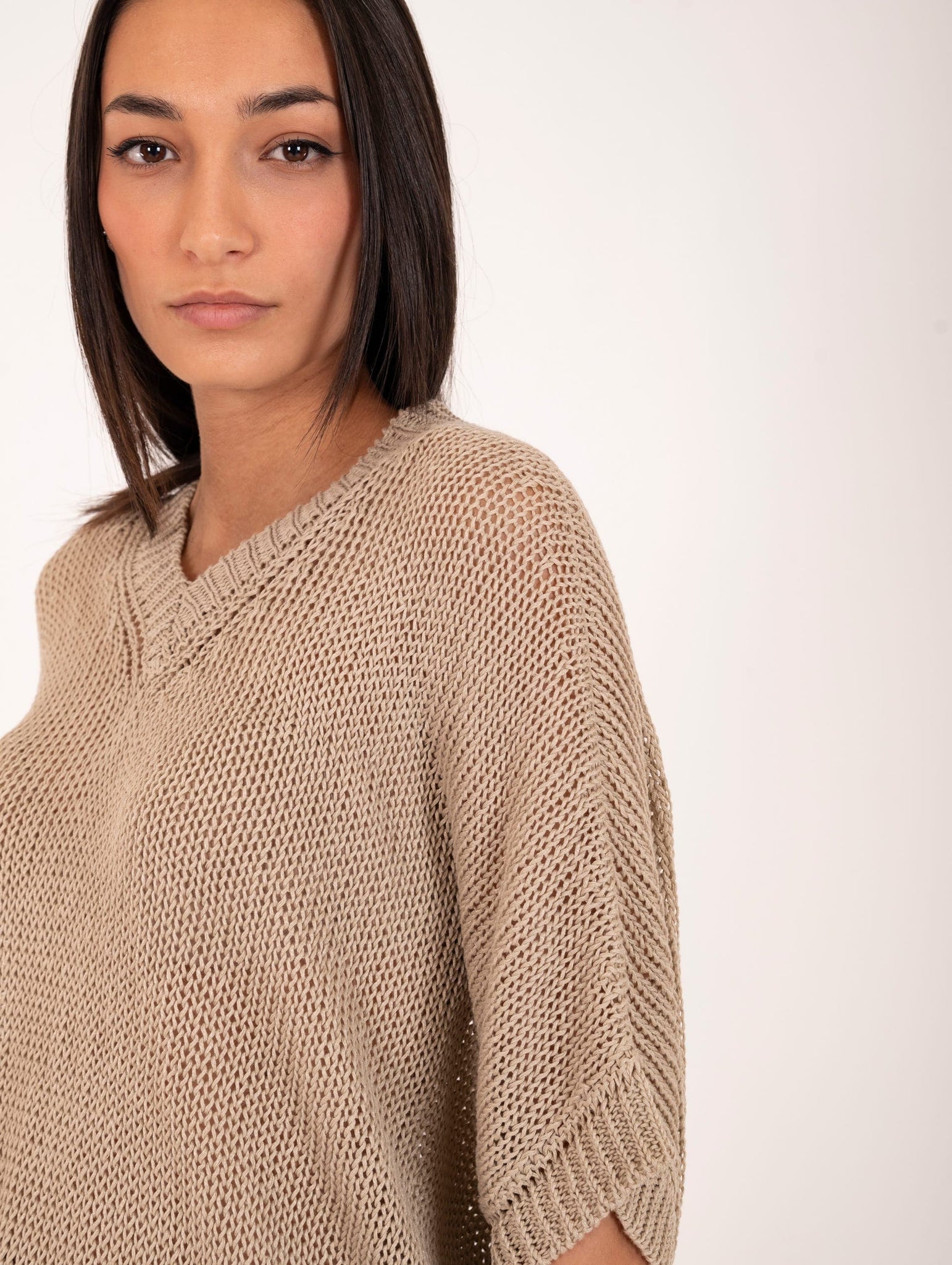 Maglia Base in Lino e Cotone Beige