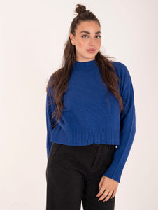 Maglia Cropped Roy Roger's Misto Lana Bluette