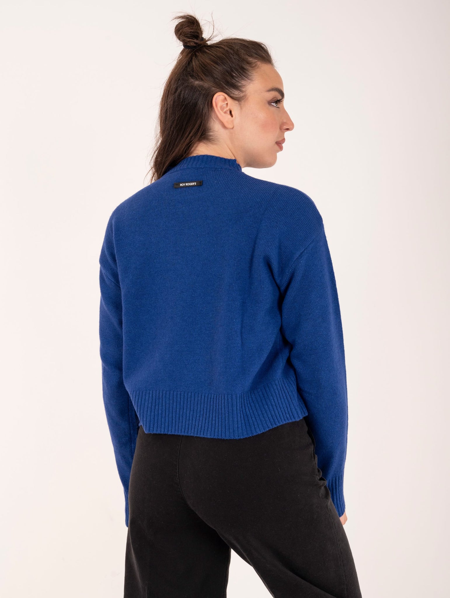 Maglia Cropped Roy Roger's Misto Lana Bluette