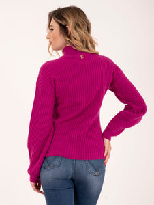 Maglia Cut Simona Corsellini in Lana e Cashmere Fucsia