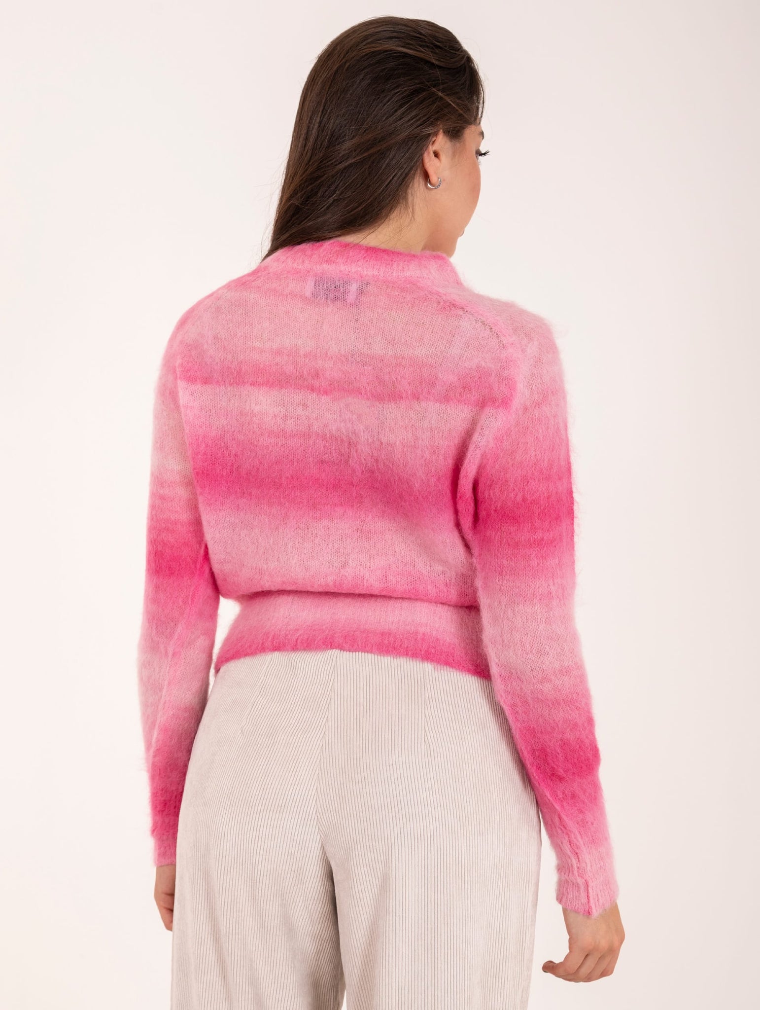 Maglia Girocollo Daniele Fiesoli in Alpaca e Mohair Garzata Fucsia