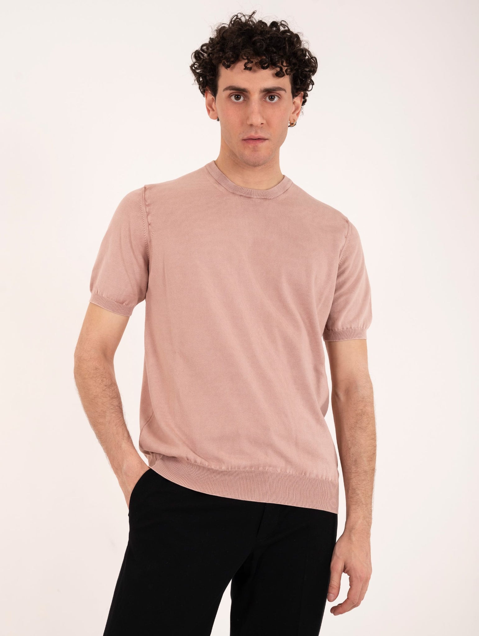 Maglia Girocollo M/M Alpha Studio in Cotone Rosa