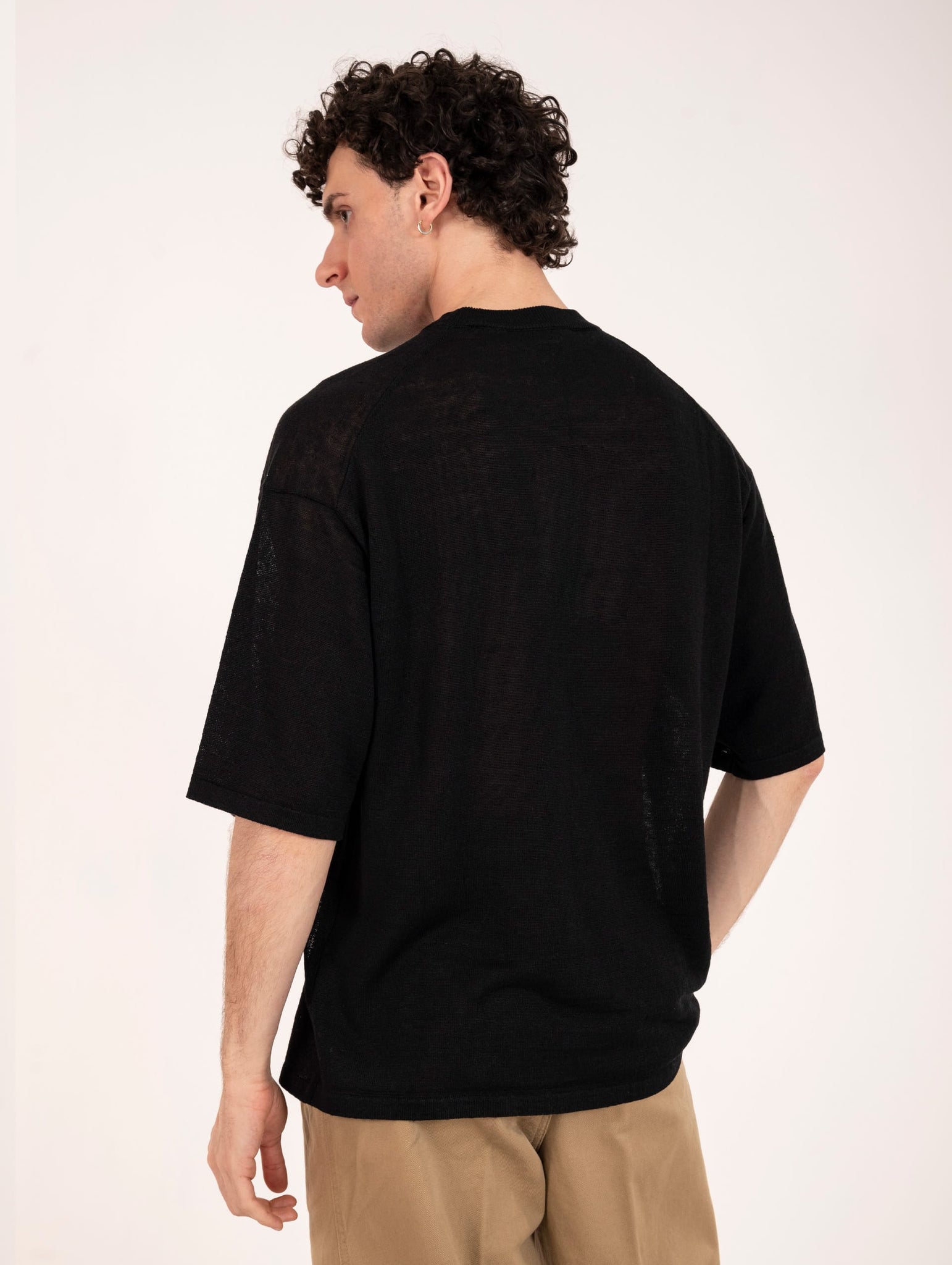 Maglia Girocollo M/M Roberto Collina in Lino Nero