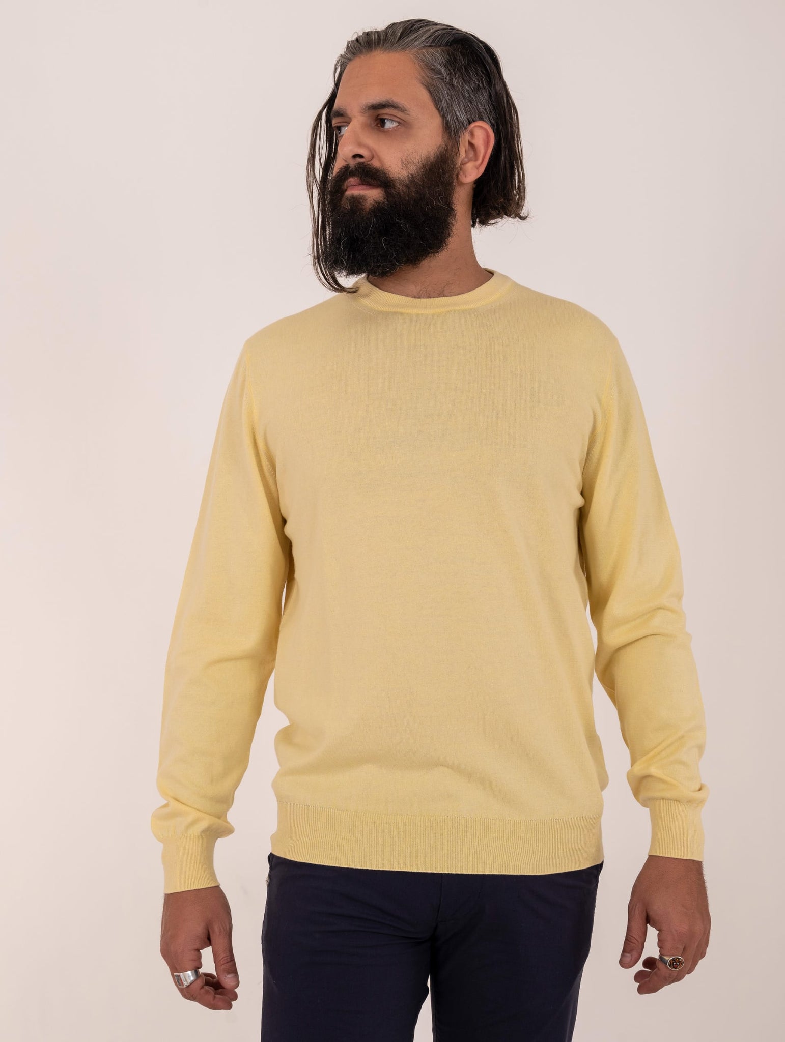 Maglia Girocollo Zanieri in Cotone Giallo