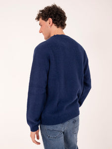 Maglia Girocollo Zanieri in Lana Cashmere Bluette