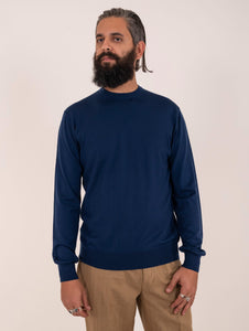 Maglia Girocollo Zanieri in Lana Fine Navy