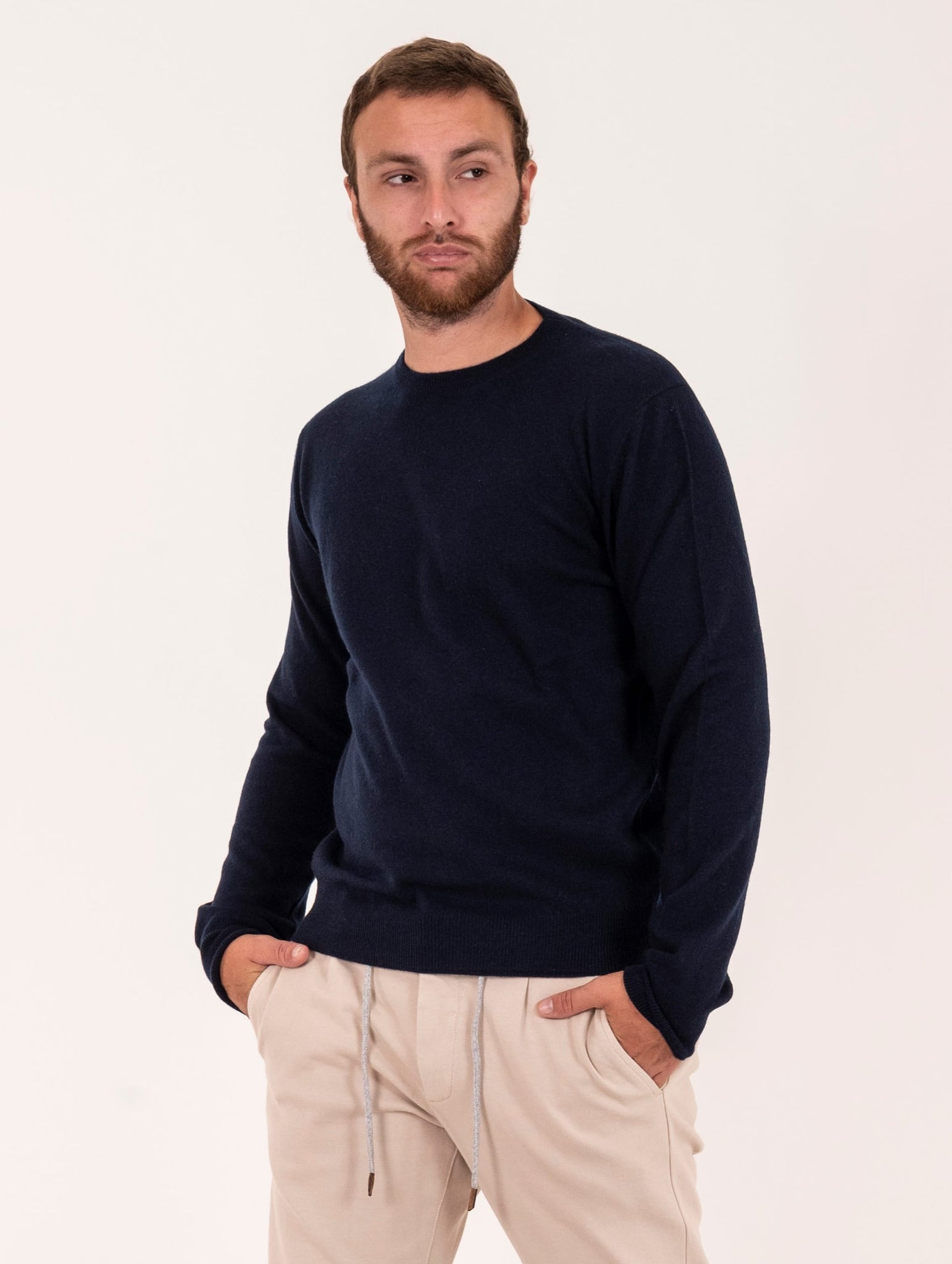 Maglia Girocollo Zanieri Lambswool e Cashmere Blu