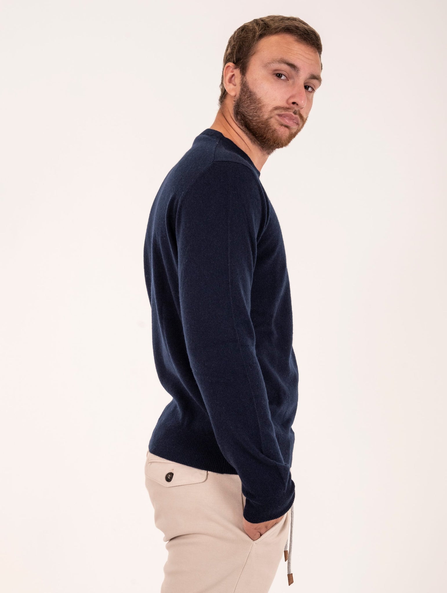 Maglia Girocollo Zanieri Lambswool e Cashmere Blu