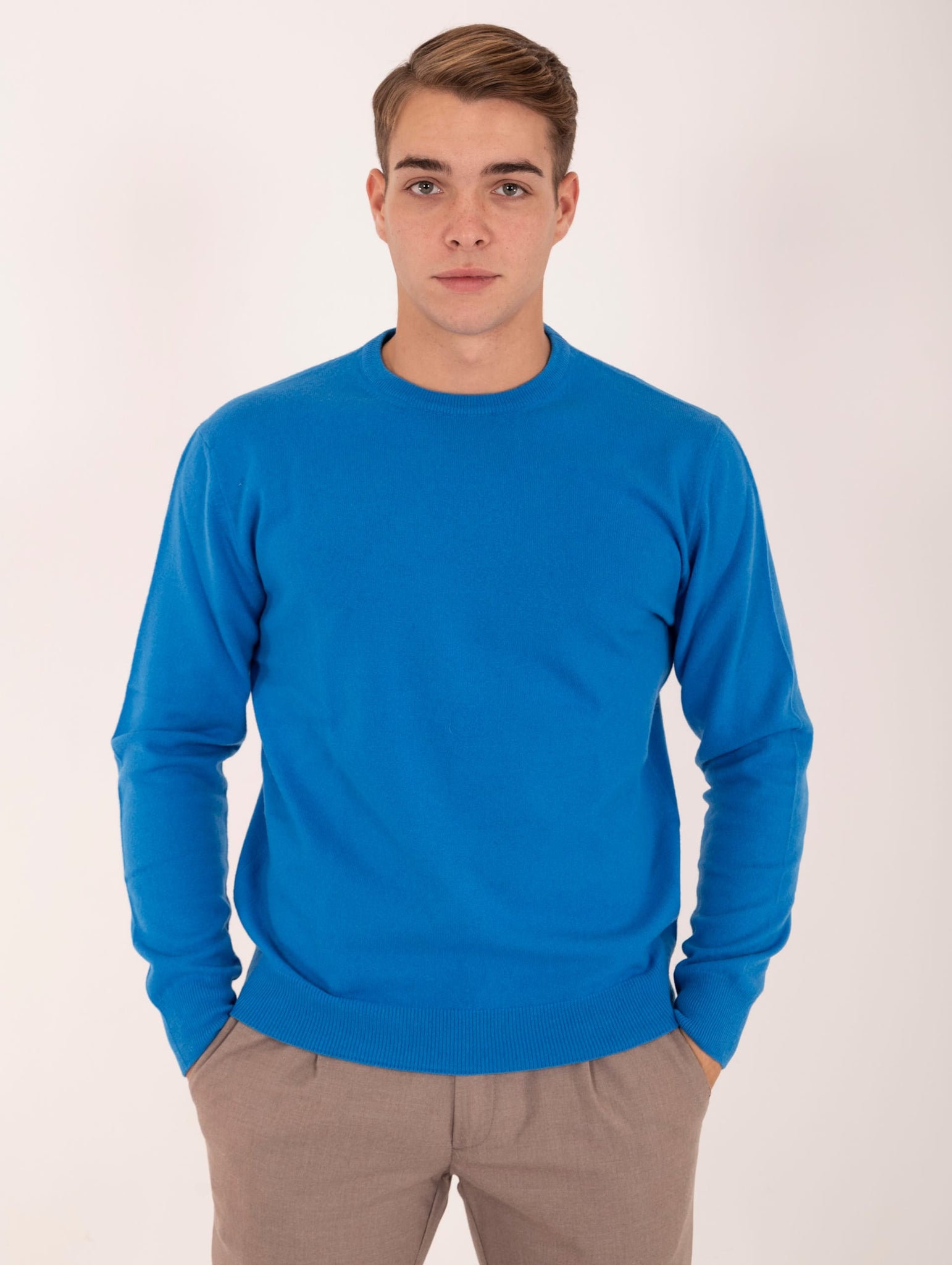 Maglia Girocollo Zanieri Lambswool e Cashmere Bluette