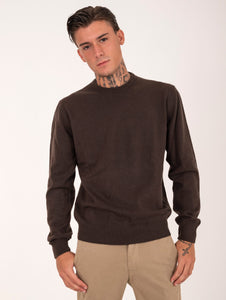 Maglia Girocollo Zanieri Lambswool e Cashmere Marrone