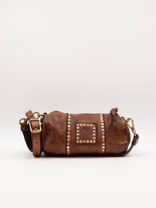 Mini Bauletto Kura Campomaggi con Borchie in Pelle Cognac