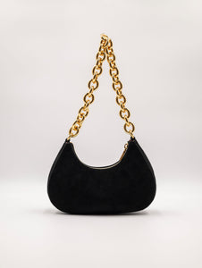 Minibag Carrie Chain Coccinelle in Suede Nero