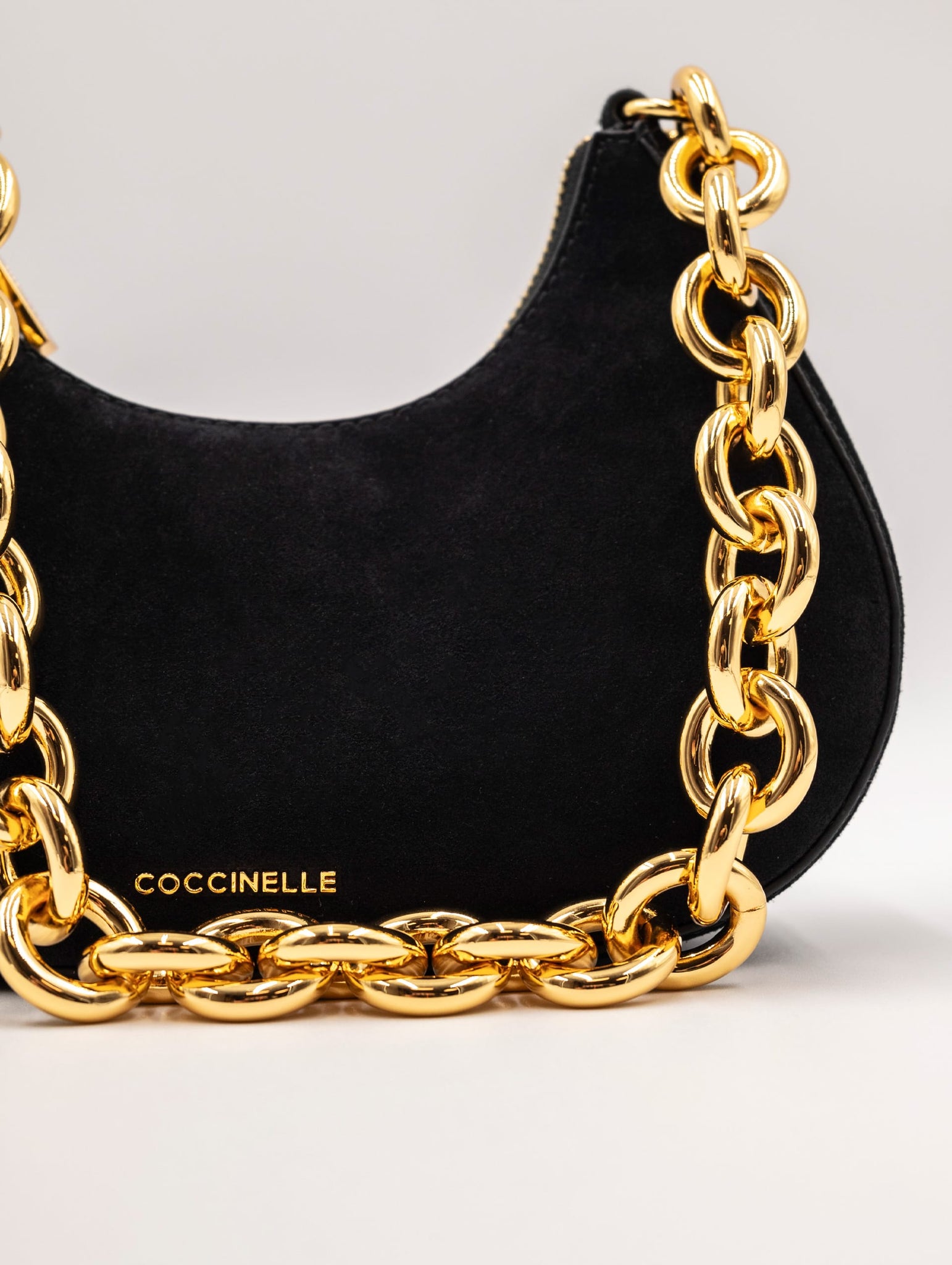 Minibag Carrie Chain Coccinelle in Suede Nero