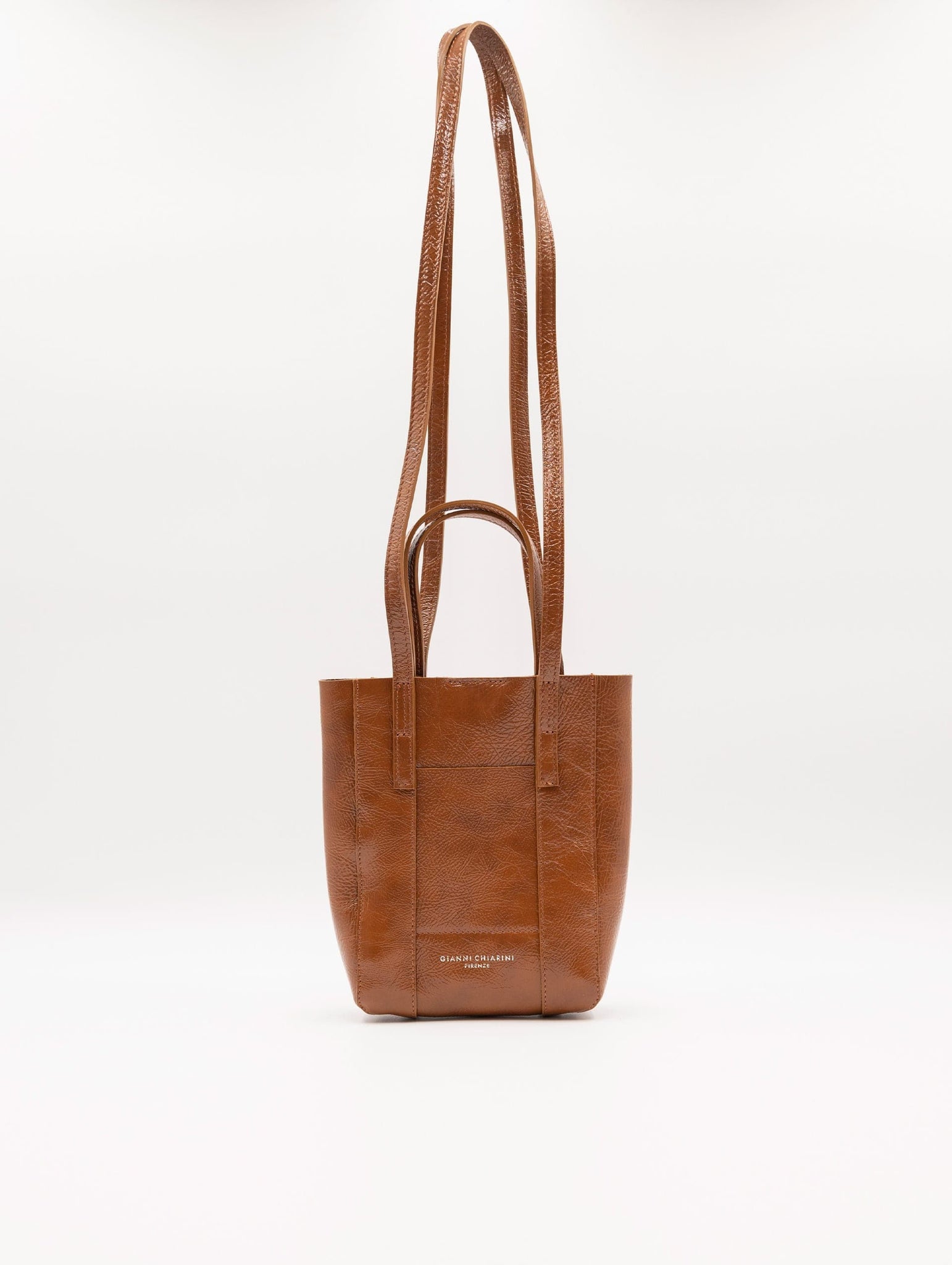 Minibag Superlight Gianni Chiarini in Pelle Martellata Cognac