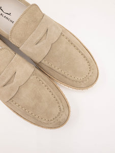 Mocassino Layton Voile Blanche in Suede Sabbia